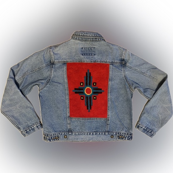 🤠 🧲CLASSIC & Vintage Western /Southwestern Denim Jean Jacket | Size Large / 10 - Picture 4 of 17